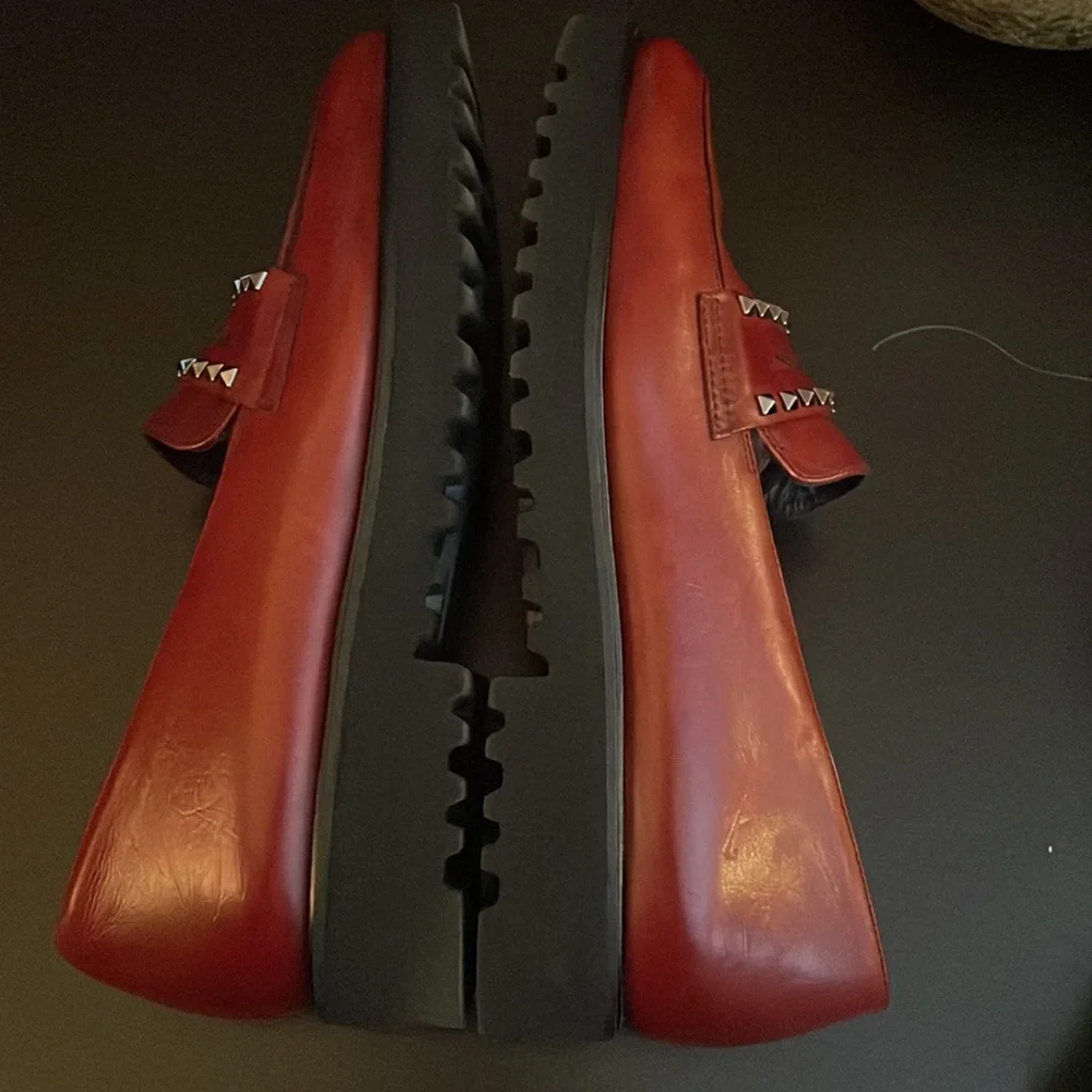 Paul Green Sofia Studded Leather Loafer Wine Size 8 - Picture 8 of 9